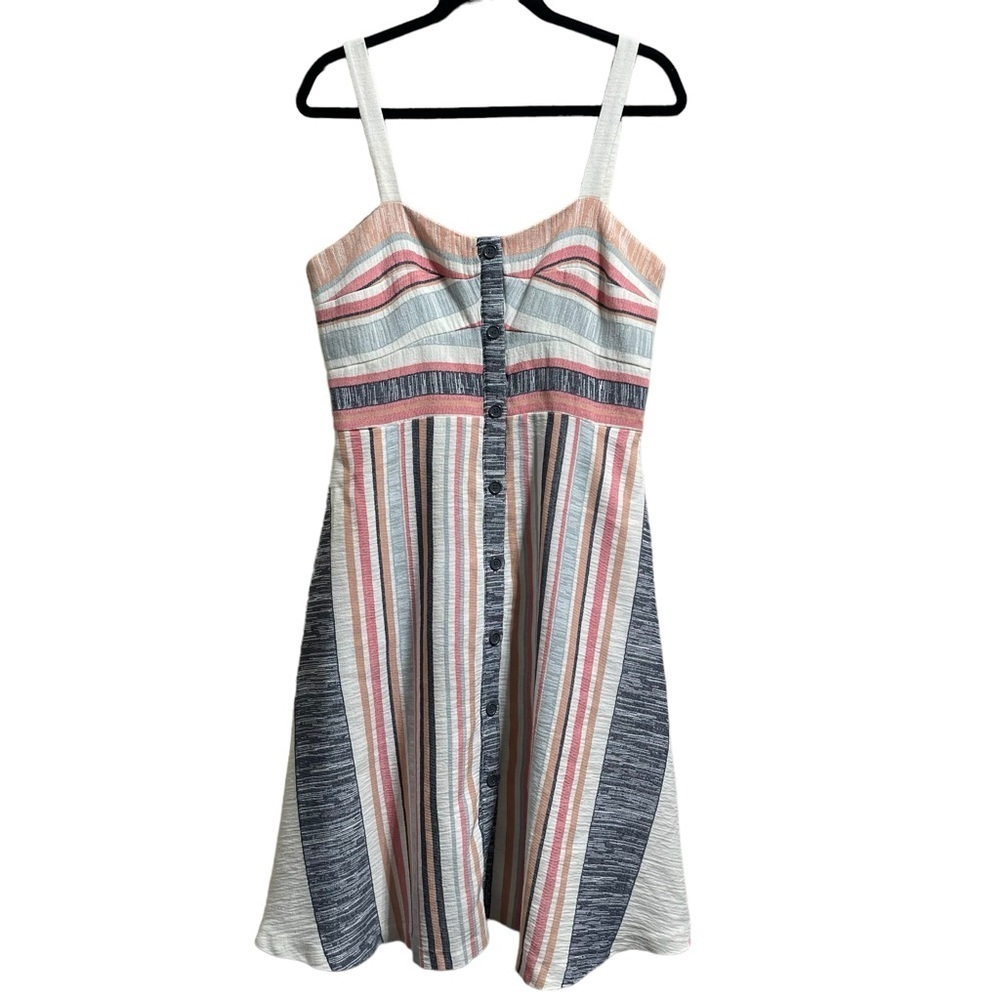 Anthropologie Hutch Striped A-Line Midi Modest Dress Women’s Size 12